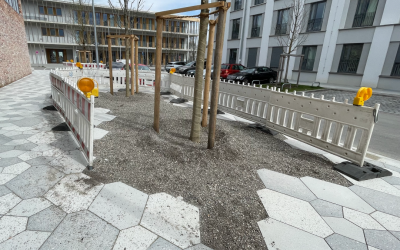 Maria-Nindl-Platz: Plattenbeläge & Baumpflanzungen